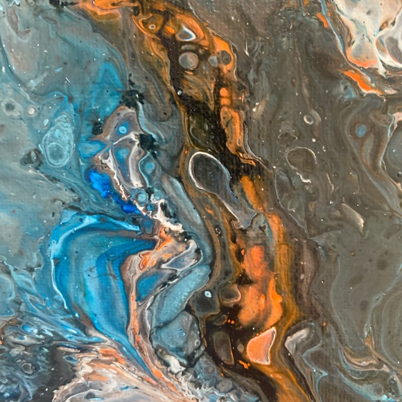 Original Artwork Painting Canvas Abstract Blue Swirls 12 x 12 Acrylic. - Picture 8 of 16